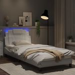 Casa si Gradina - Mobilier - Paturi si accesorii - Paturi - Cadru de pat cu lumini LED, alb, 80x200 cm, piele ecologica - Infinity.ro