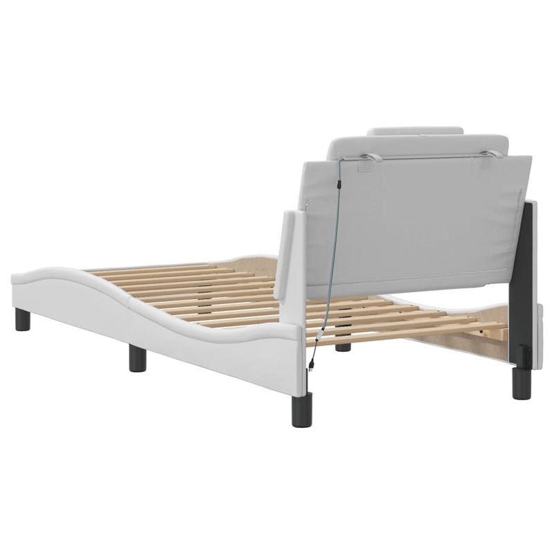 Casa si Gradina - Mobilier - Paturi si accesorii - Paturi - Cadru de pat cu lumini LED, alb, 80x200 cm, piele ecologica - Infinity.ro