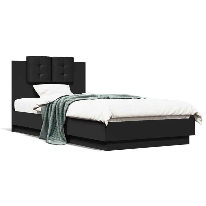 Casa si Gradina - Mobilier - Paturi si accesorii - Paturi - Cadru de pat cu tablie, negru, 75x190 cm, lemn prelucrat - Infinity.ro