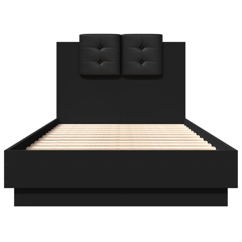 Casa si Gradina - Mobilier - Paturi si accesorii - Paturi - Cadru de pat cu tablie, negru, 75x190 cm, lemn prelucrat - Infinity.ro