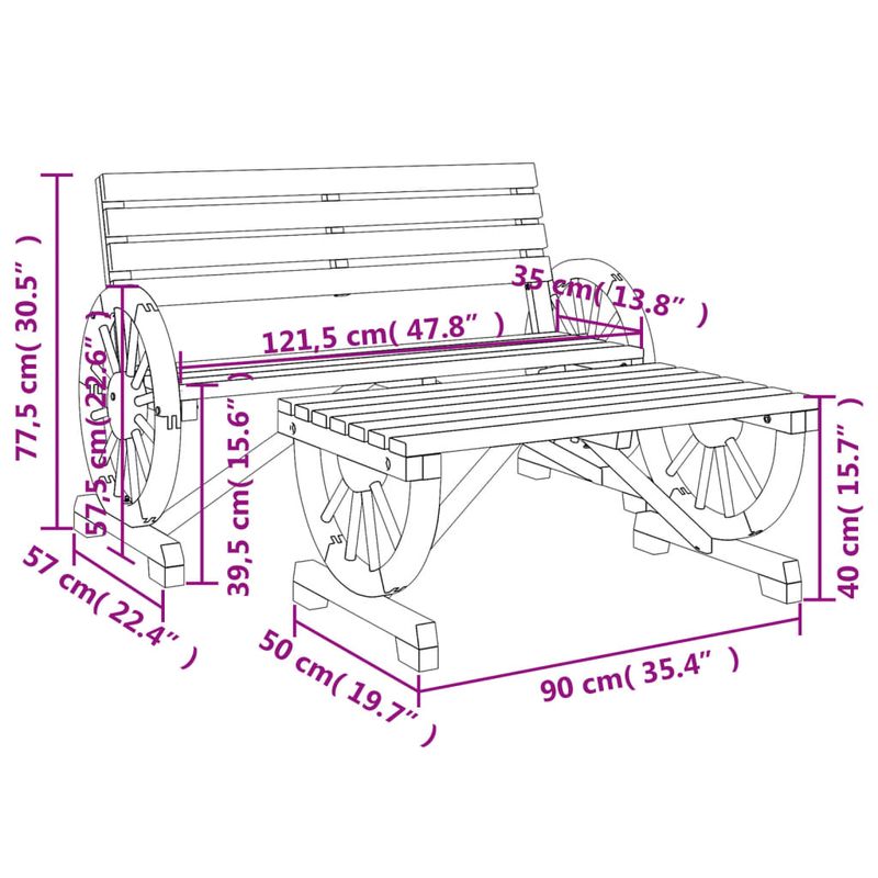Casa si Gradina - Gradina si terasa - Mobilier exterior - Seturi mobila gradina - Set mobilier de gradina, 2 piese, lemn masiv de brad - Infinity.ro
