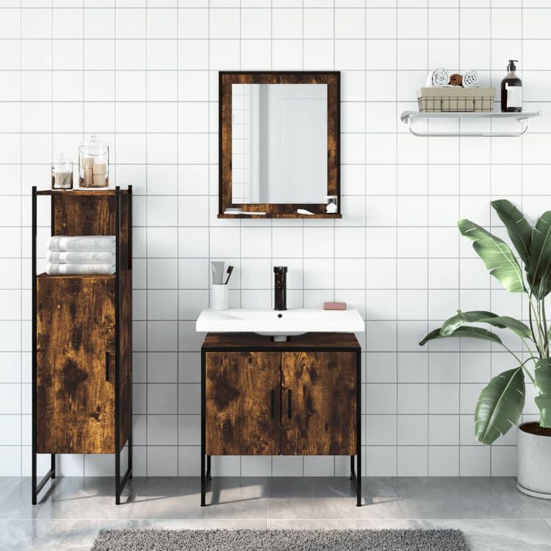 Casa si Gradina - Mobilier - Seturi de mobilier - Seturi baie - Set dulapuri de baie, 3 piese, stejar afumat, lemn prelucrat - Infinity.ro