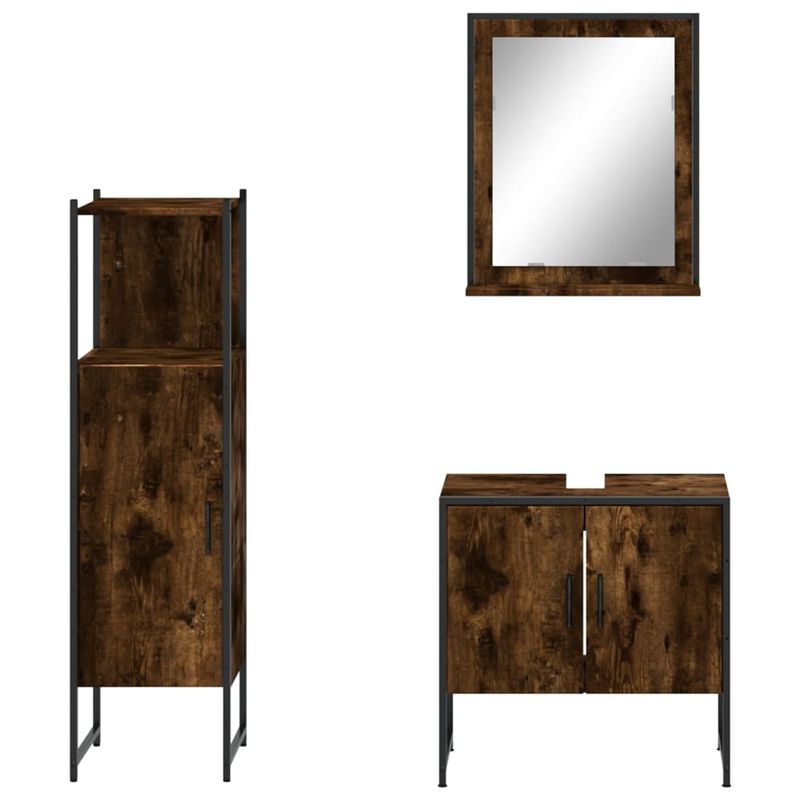 Casa si Gradina - Mobilier - Seturi de mobilier - Seturi baie - Set dulapuri de baie, 3 piese, stejar afumat, lemn prelucrat - Infinity.ro