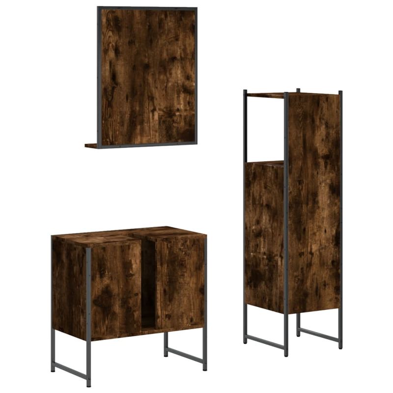 Casa si Gradina - Mobilier - Seturi de mobilier - Seturi baie - Set dulapuri de baie, 3 piese, stejar afumat, lemn prelucrat - Infinity.ro