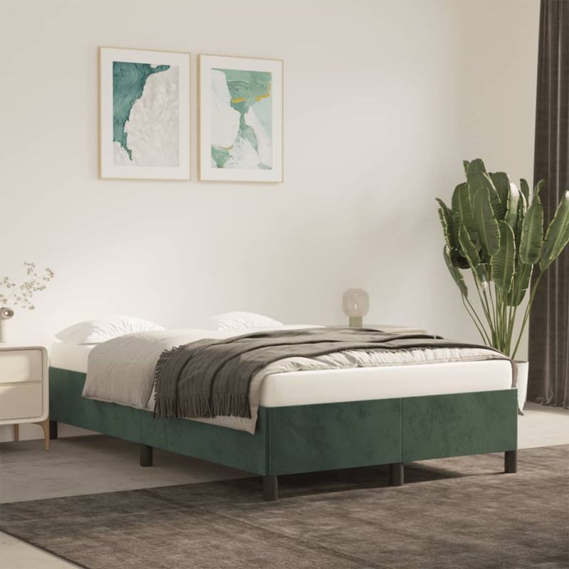 Casa si Gradina - Mobilier - Paturi si accesorii - Paturi - Cadru de pat, verde inchis, 120x190 cm, catifea - Infinity.ro