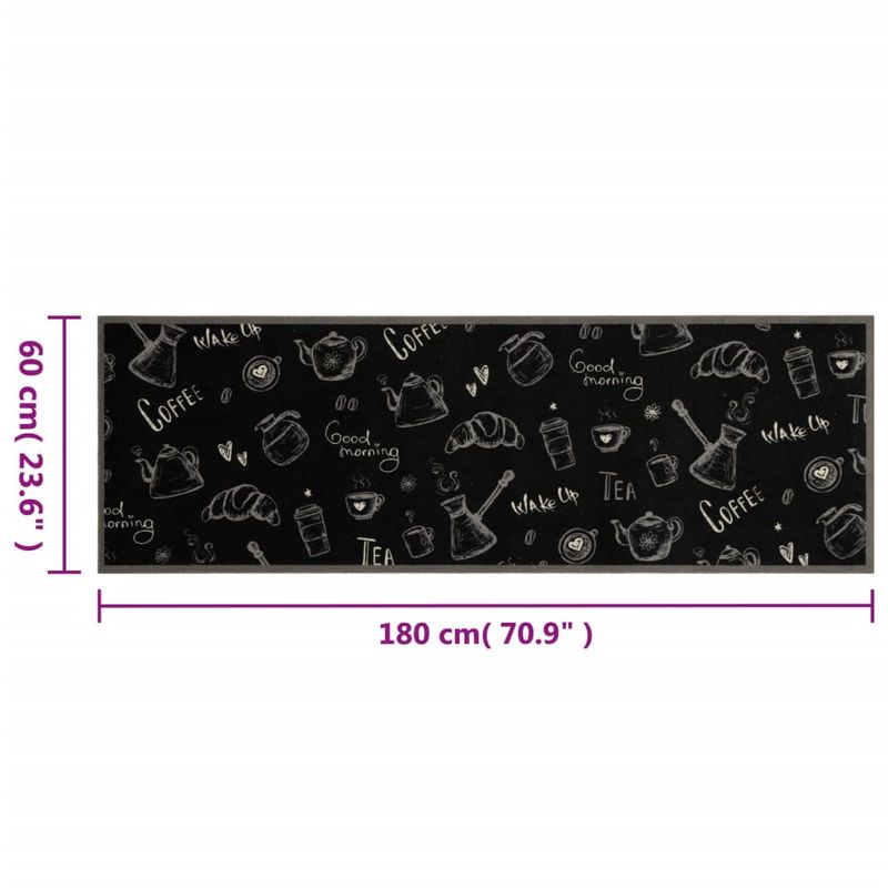 Casa si Gradina - Textile si covoare - Covoare - Covoare casa - Covor de bucatarie lavabil Morning, negru, 60x180 cm, catifea - Infinity.ro