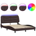 Casa si Gradina - Mobilier - Paturi si accesorii - Paturi - Cadru de pat cu lumini LED, maro inchis, 120x200 cm, textil - Infinity.ro