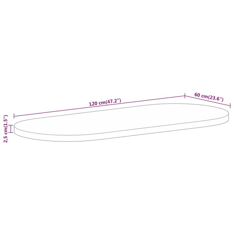 Casa si Gradina - Mobilier - Feronerie si accesorii mobila - Blat de masa oval, 120x60x2,5 cm, lemn masiv de mango - Infinity.ro