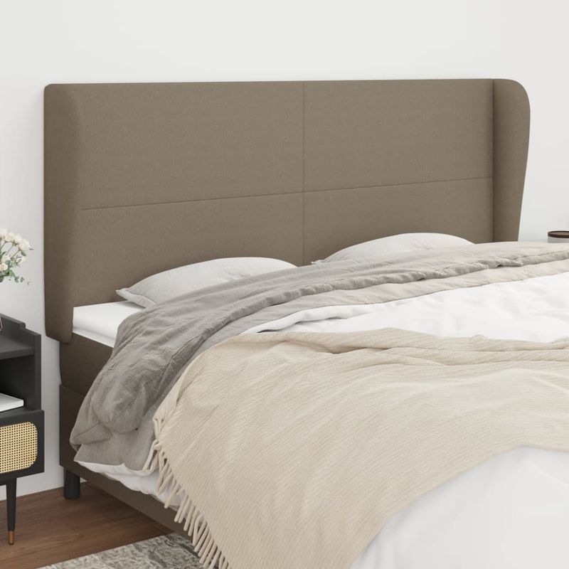 Casa si Gradina - Mobilier - Paturi si accesorii - Accesorii paturi - Tablie de pat cu aripioare gri taupe 183x23x118/128 cm textil - Infinity.ro