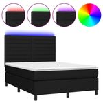Casa si Gradina - Mobilier - Paturi si accesorii - Paturi - Pat cu arcuri, saltea si LED, negru, 140x190 cm, textil - Infinity.ro