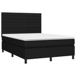 Casa si Gradina - Mobilier - Paturi si accesorii - Paturi - Pat cu arcuri, saltea si LED, negru, 140x190 cm, textil - Infinity.ro