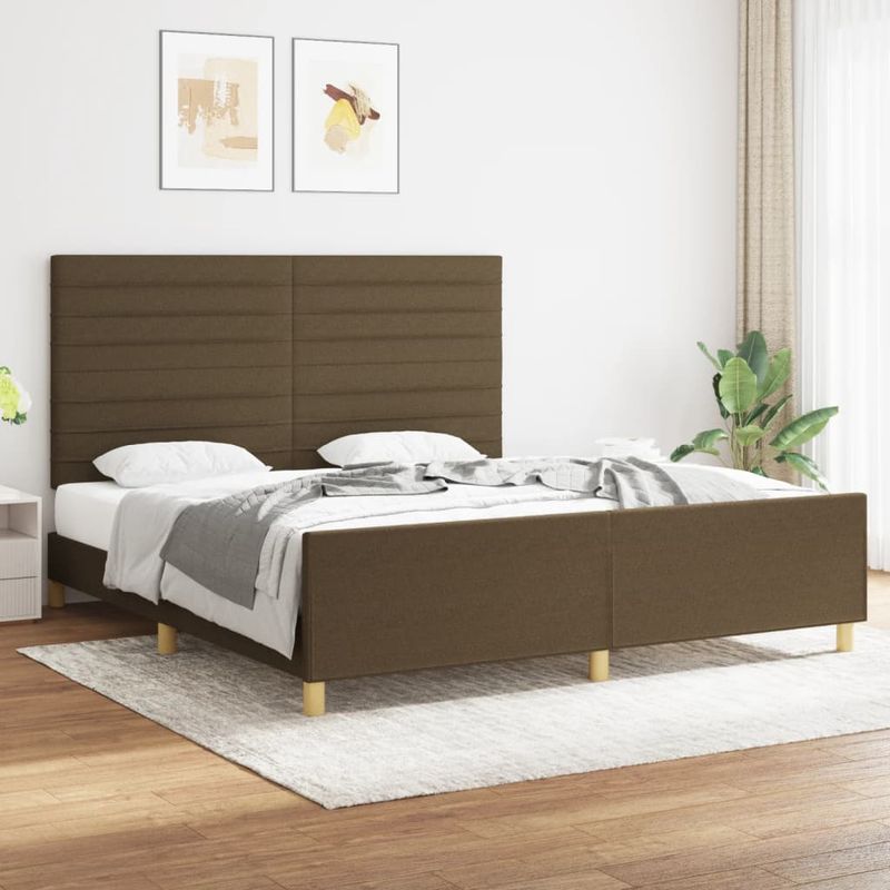 Casa si Gradina - Mobilier - Paturi si accesorii - Paturi - Cadru de pat cu tablie, maro inchis, 180x200 cm, textil - Infinity.ro