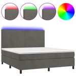 Casa si Gradina - Mobilier - Paturi si accesorii - Paturi - Pat cu arcuri, saltea si LED, gri inchis, 180x200 cm, catifea - Infinity.ro