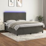 Casa si Gradina - Mobilier - Paturi si accesorii - Paturi - Pat cu arcuri, saltea si LED, gri inchis, 180x200 cm, catifea - Infinity.ro