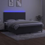 Casa si Gradina - Mobilier - Paturi si accesorii - Paturi - Pat cu arcuri, saltea si LED, gri inchis, 180x200 cm, catifea - Infinity.ro