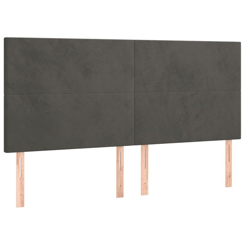 Casa si Gradina - Mobilier - Paturi si accesorii - Paturi - Pat cu arcuri, saltea si LED, gri inchis, 180x200 cm, catifea - Infinity.ro
