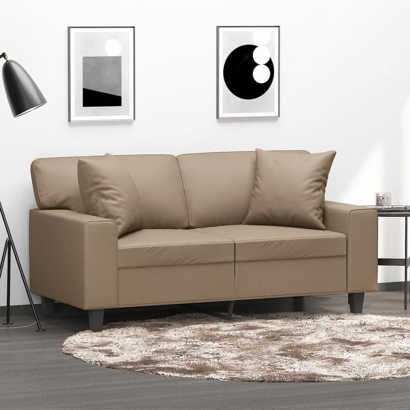 Casa si Gradina - Mobilier - Canapele si coltare - Canapele - Canapea cu 2 locuri cu pernute, cappuccino, 120 cm, piele eco. - Infinity.ro