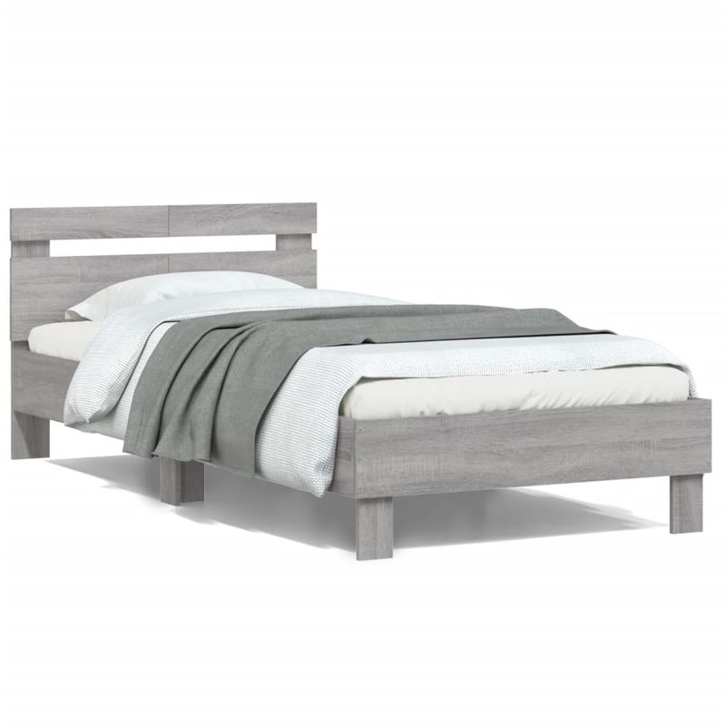 Casa si Gradina - Mobilier - Paturi si accesorii - Paturi - Cadru de pat cu tablie gri sonoma 100x200 cm lemn prelucrat - Infinity.ro