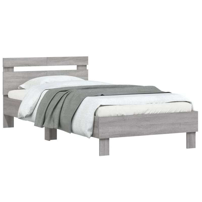 Casa si Gradina - Mobilier - Paturi si accesorii - Paturi - Cadru de pat cu tablie gri sonoma 100x200 cm lemn prelucrat - Infinity.ro