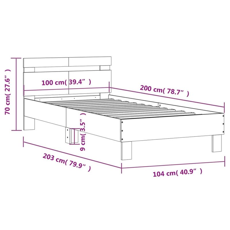Casa si Gradina - Mobilier - Paturi si accesorii - Paturi - Cadru de pat cu tablie gri sonoma 100x200 cm lemn prelucrat - Infinity.ro