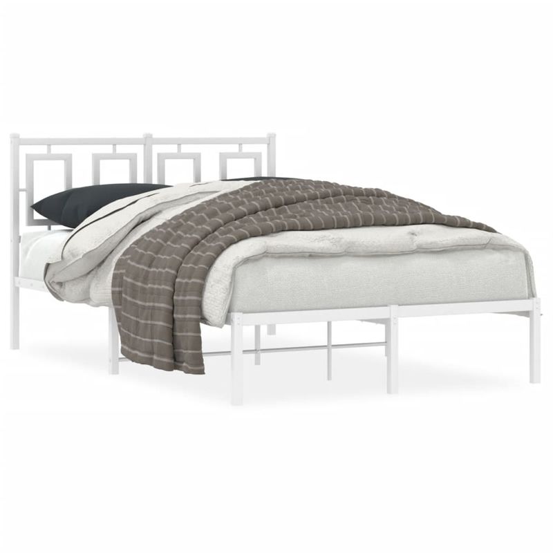 Casa si Gradina - Mobilier - Paturi si accesorii - Paturi - Cadru de pat metalic cu tablie, alb, 120x190 cm - Infinity.ro