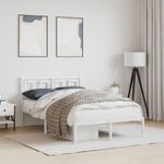 Casa si Gradina - Mobilier - Paturi si accesorii - Paturi - Cadru de pat metalic cu tablie, alb, 120x190 cm - Infinity.ro
