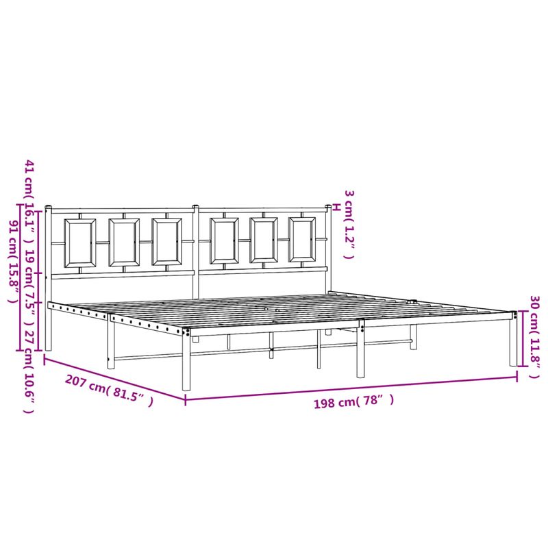 Casa si Gradina - Mobilier - Paturi si accesorii - Paturi - Cadru de pat metalic cu tablie, negru, 193x203 cm - Infinity.ro