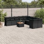 Casa si Gradina - Gradina si terasa - Mobilier exterior - Seturi mobila gradina - Set canapele de gradina cu perne, 11 piese, negru, poliratan - Infinity.ro