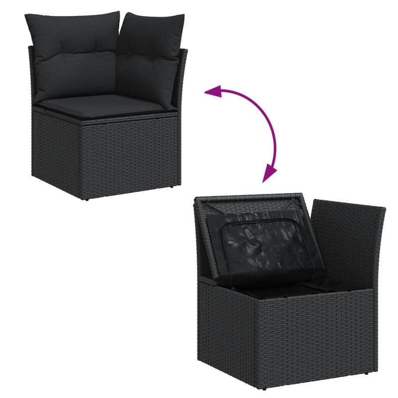 Casa si Gradina - Gradina si terasa - Mobilier exterior - Seturi mobila gradina - Set canapele de gradina cu perne, 11 piese, negru, poliratan - Infinity.ro