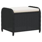 Casa si Gradina - Gradina si terasa - Mobilier exterior - Scaune si sezlonguri gradina - Taburet de gradina cu perna, negru, 58x46x46 cm, poliratan - Infinity.ro