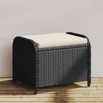 Casa si Gradina - Gradina si terasa - Mobilier exterior - Scaune si sezlonguri gradina - Taburet de gradina cu perna, negru, 58x46x46 cm, poliratan - Infinity.ro