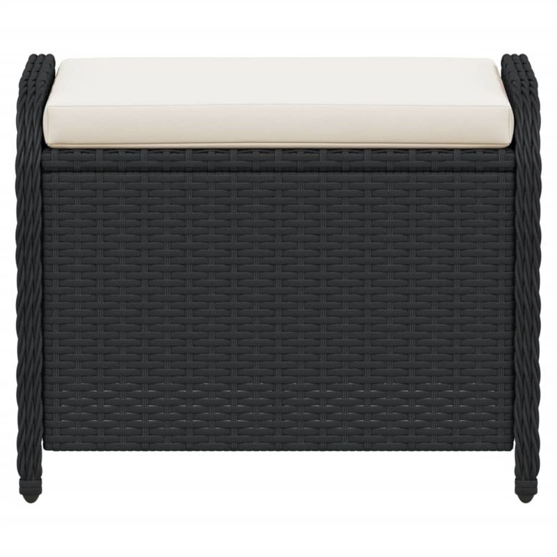 Casa si Gradina - Gradina si terasa - Mobilier exterior - Scaune si sezlonguri gradina - Taburet de gradina cu perna, negru, 58x46x46 cm, poliratan - Infinity.ro
