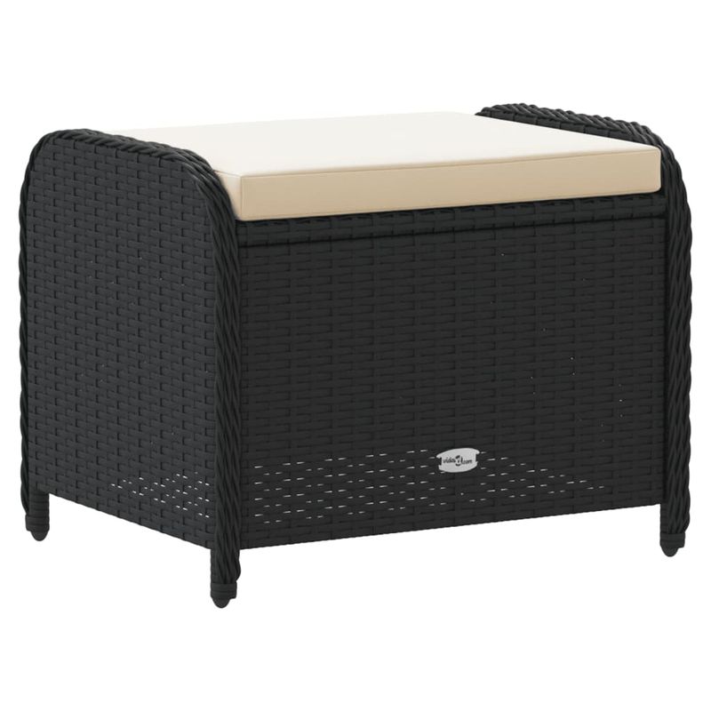 Casa si Gradina - Gradina si terasa - Mobilier exterior - Scaune si sezlonguri gradina - Taburet de gradina cu perna, negru, 58x46x46 cm, poliratan - Infinity.ro