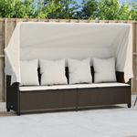Casa si Gradina - Gradina si terasa - Mobilier exterior - Scaune si sezlonguri gradina - Sezlong cu baldachin si perne, maro, poliratan - Infinity.ro