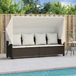 Casa si Gradina - Gradina si terasa - Mobilier exterior - Scaune si sezlonguri gradina - Sezlong cu baldachin si perne, maro, poliratan - Infinity.ro