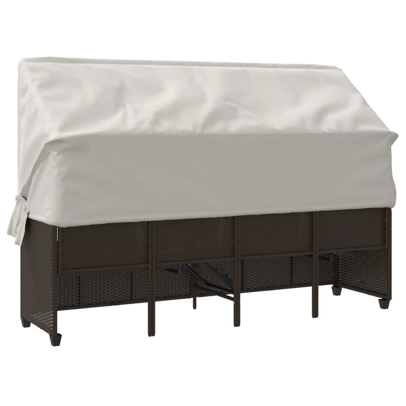 Casa si Gradina - Gradina si terasa - Mobilier exterior - Scaune si sezlonguri gradina - Sezlong cu baldachin si perne, maro, poliratan - Infinity.ro