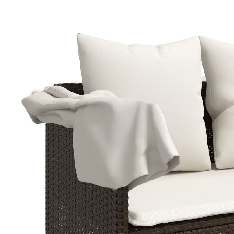 Casa si Gradina - Gradina si terasa - Mobilier exterior - Scaune si sezlonguri gradina - Sezlong cu baldachin si perne, maro, poliratan - Infinity.ro