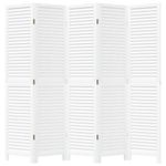 Casa si Gradina - Decoratiuni - Pereti despartitori si paravane - Paravan camera 5 panouri, alb, lemn masiv paulownia - Infinity.ro