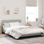Casa si Gradina - Mobilier - Paturi si accesorii - Paturi - Cadru de pat cu tablie, gri deschis, 140x200 cm, catifea - Infinity.ro