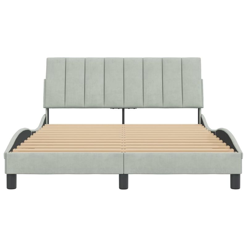 Casa si Gradina - Mobilier - Paturi si accesorii - Paturi - Cadru de pat cu tablie, gri deschis, 140x200 cm, catifea - Infinity.ro