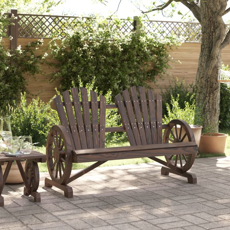 Casa si Gradina - Gradina si terasa - Mobilier exterior - Scaune si sezlonguri gradina - Scaun Adirondack de gradina, 2 locuri, lemn masiv de brad, maro închis - Infinity.ro