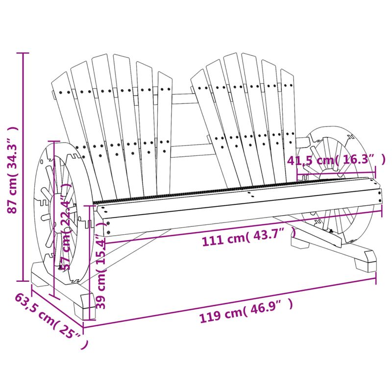 Casa si Gradina - Gradina si terasa - Mobilier exterior - Scaune si sezlonguri gradina - Scaun Adirondack de gradina, 2 locuri, lemn masiv de brad, maro închis - Infinity.ro