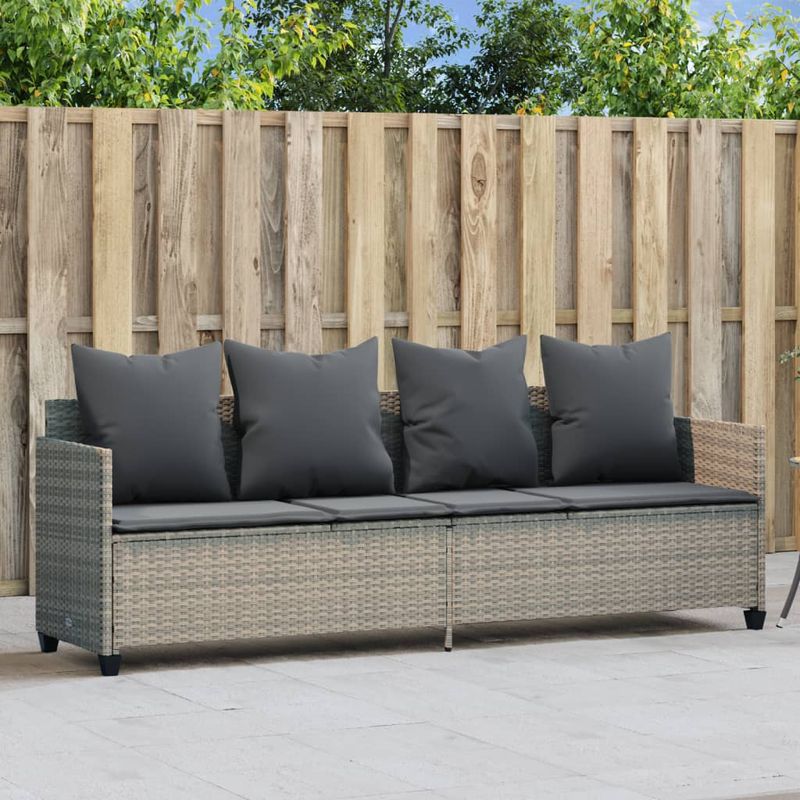 Casa si Gradina - Gradina si terasa - Mobilier exterior - Scaune si sezlonguri gradina - Sezlong cu perne, gri deschis, poliratan - Infinity.ro