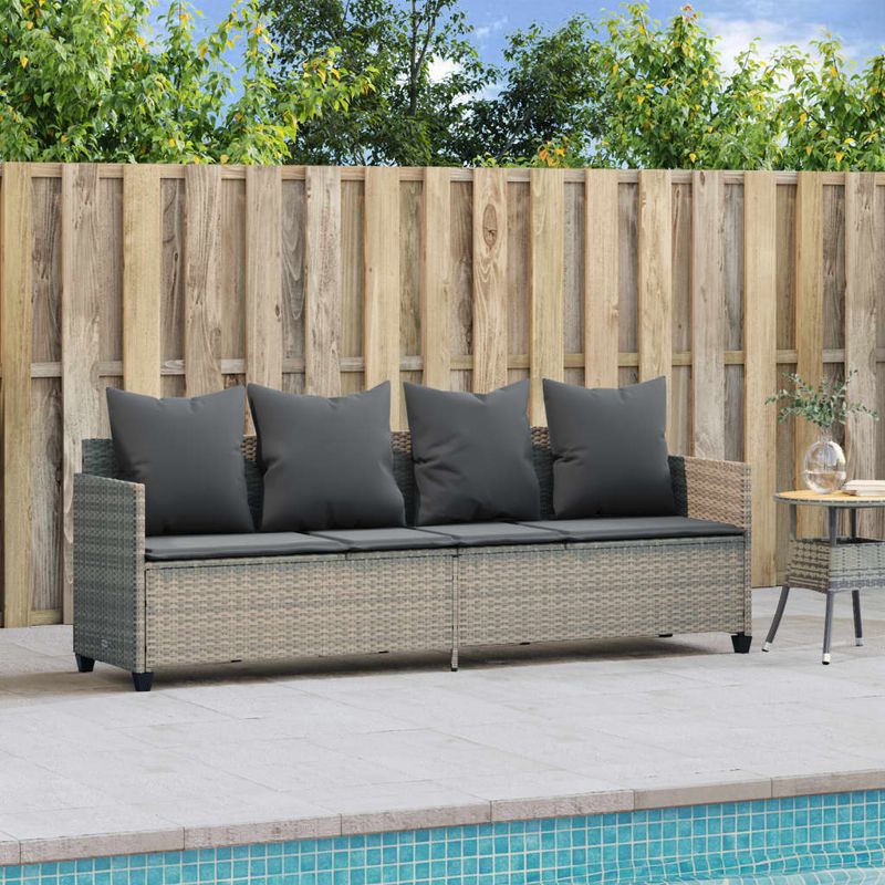Casa si Gradina - Gradina si terasa - Mobilier exterior - Scaune si sezlonguri gradina - Sezlong cu perne, gri deschis, poliratan - Infinity.ro