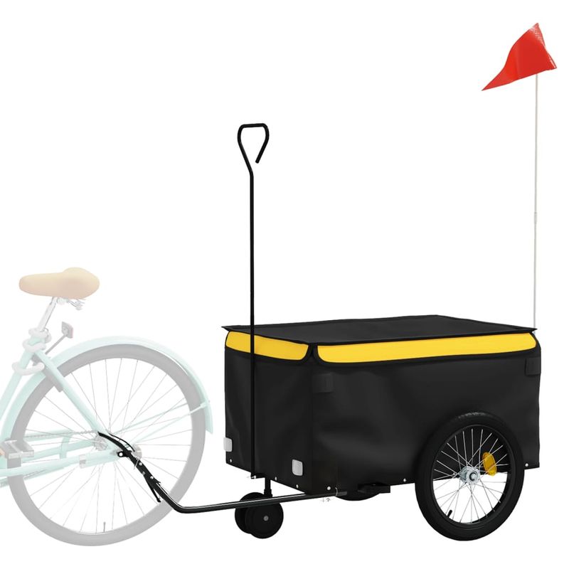 Sport si Outdoor - Ciclism - Accesorii pentru biciclete - Remorci biciclete - Remorca pentru biciclete, negru și galben, 30 kg, fier, mărime 124x53x45 cm - Infinity.ro