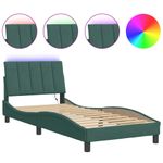 Casa si Gradina - Mobilier - Paturi si accesorii - Paturi - Cadru de pat cu lumini LED, verde inchis, 90x200 cm, catifea - Infinity.ro