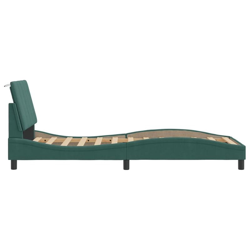 Casa si Gradina - Mobilier - Paturi si accesorii - Paturi - Cadru de pat cu lumini LED, verde inchis, 90x200 cm, catifea - Infinity.ro