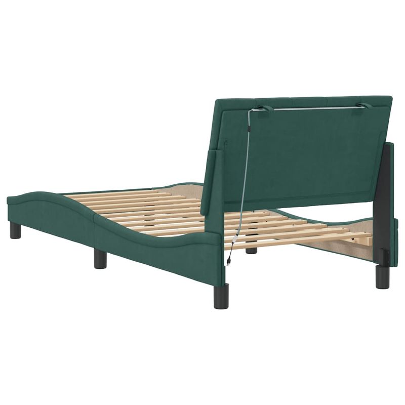 Casa si Gradina - Mobilier - Paturi si accesorii - Paturi - Cadru de pat cu lumini LED, verde inchis, 90x200 cm, catifea - Infinity.ro