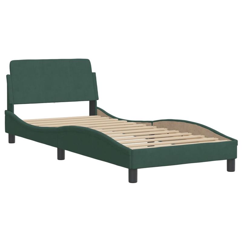 Casa si Gradina - Mobilier - Paturi si accesorii - Paturi - Cadru de pat cu lumini LED, verde inchis, 90x200 cm, catifea - Infinity.ro