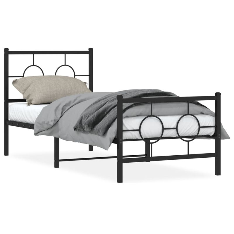 Casa si Gradina - Mobilier - Paturi si accesorii - Paturi - Cadru pat metalic cu tablii de cap/picioare, negru, 80x200 cm - Infinity.ro